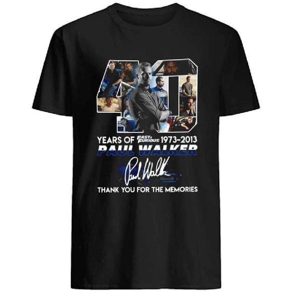 Pin_Eve Tops - Paul Walker Signature Thank You For The Memories T Shirt